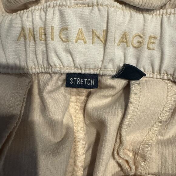 American Eagle Super High-Waisted Corduroy Paperbag Barrel Pants 16 Short Beige - Picture 9 of 11